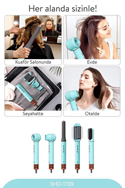 Sinbo SHD-1729 5'i 1 Arada Compact Multi-Styler Saç Kurutma ve Şekillendirme Makinesi Mavi