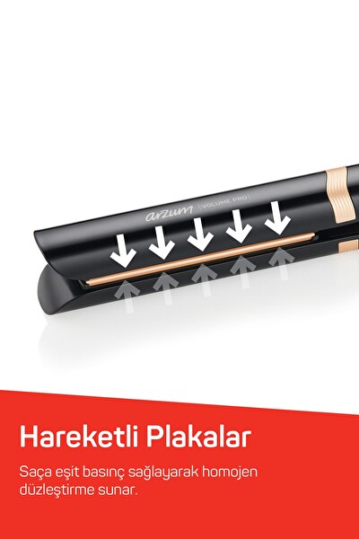 Arzum AR5184 Volume Pro Keratin ve Argan Yağlı Plaka İyon Teknolojisi İnce Plakalı Saç Düzleştirici Siyah