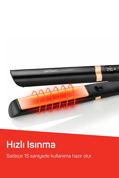 Arzum AR5184 Volume Pro Keratin ve Argan Yağlı Plaka İyon Teknolojisi İnce Plakalı Saç Düzleştirici Siyah
