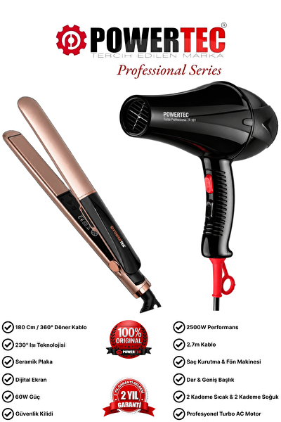 Powertec TR-901 Profesyonel Saç Kurutma Makinesi - Powertec TR-2860 Profesyonel Saç Düzleştirici