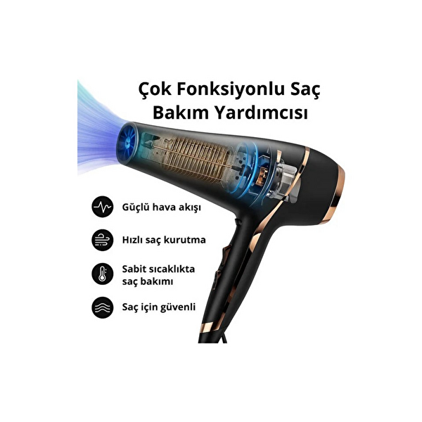Hzl Store HC-122 Elektronik 1800 W Siyah Saç Kurutma Makinesi