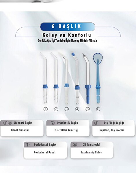 Waterpulse WP-V700PLUS-W Profesyonel Masajlı 1000 ML Diş/Protez Bakım Ve Ağız Duşu