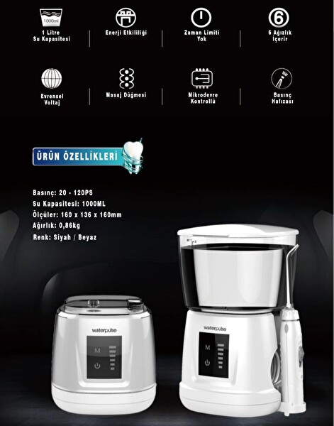 Waterpulse WP-V700PLUS-W Profesyonel Masajlı 1000 ML Diş/Protez Bakım Ve Ağız Duşu