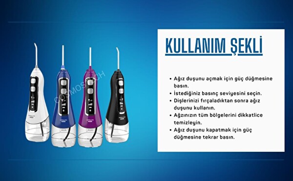 Waterpulse Kablosuz Pro V580 320 ML Taşınabilir Diş/Protez Mor Bakım Ve Ağız Duşu