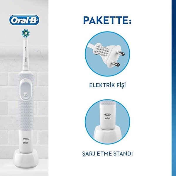 Oral-B D100 Vitality Cross Action Beyaz Şarjlı Diş Fırçası