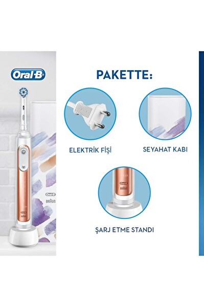 Oral-B 456432 Genius X Ai Art Of Brushing Rose Gold Şarj Edilebilir Diş Fırçası ve Seyahat Kabı