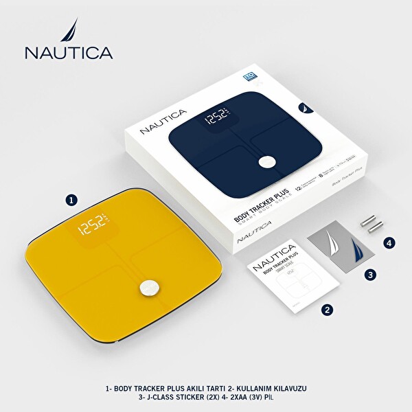 Nautica Classic Collection Plus Vücut Analizli Sarı Akıllı Bluetooth Tartı