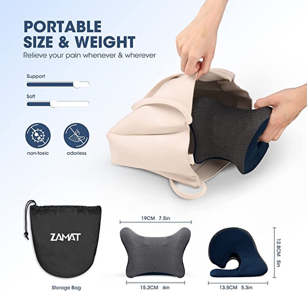Zamat Manyetik Terapi Yastık Kılıfı İle Lacivert Boyun ve Omuz Rahatlatıcı