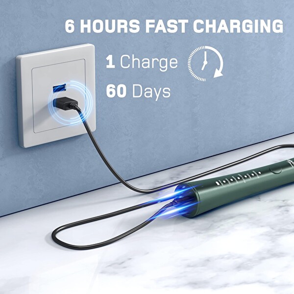 Wagner & Stern Ultrasonik Beyazlatma 8 Fırça Başlıklı Yeşil Diş Fırçası