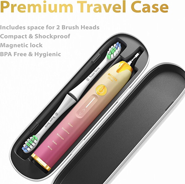 Wagner & Stern Basınç Sensörlü Ultrasonik Beyazlatıcı Pembe-Sarı Diş Fırçası