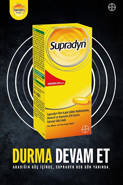 Supradyn 60 Film Kaplı Tablet Koenzim Q10, Multivitamin ve Mineral İçeren Takviye Edici Gıda