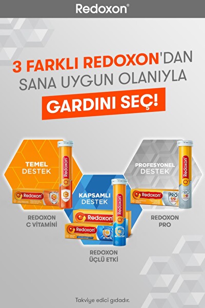 Redoxon Pro 15 Efervesan Tablet I 1000 C Vitamini, D Vitamini, Selenyum ve Çinkoya Ek 7 Vitamin ve Mineral İçeren Takviye Edici