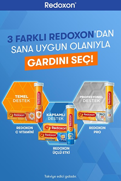 Redoxon Üçlü Etki 15 Efervesan Tablet I 1000 mg C Vitamini, D Vitamini ve Çinko İçeren Takviye Edici Gıda