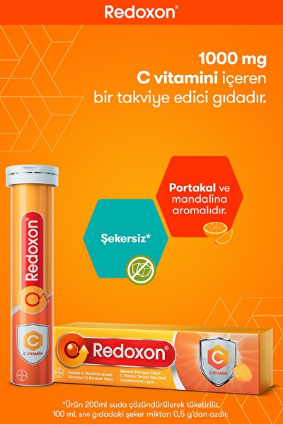 Redoxon C Vitamini 15 Efervesan Tablet 3li Paket I 1000 Mg C Vitamini İçeren Takviye Edici Gıda