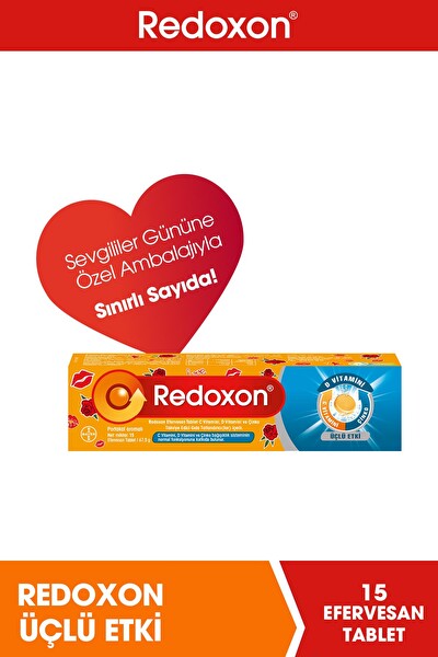 Redoxon Üçlü Etki 15 Efervesan Tablet Sevgililer Günü Özel Paketi I 1000 Mg C Vitamini, D Vitamini, Çinko