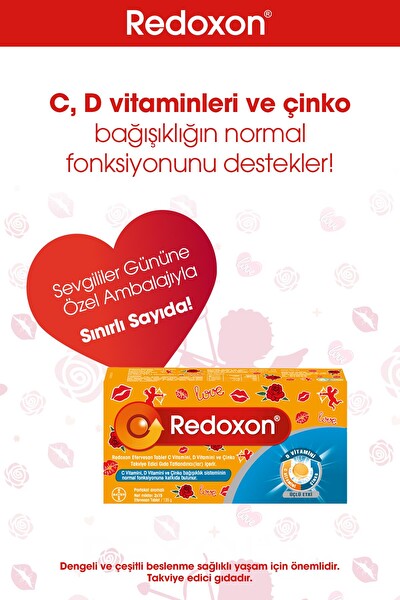 Redoxon Üçlü Etki 30 Efervesan Tablet Sevgililer Günü Özel Paketi I 1000 Mg C Vitamini, D Vitamini, Çinko