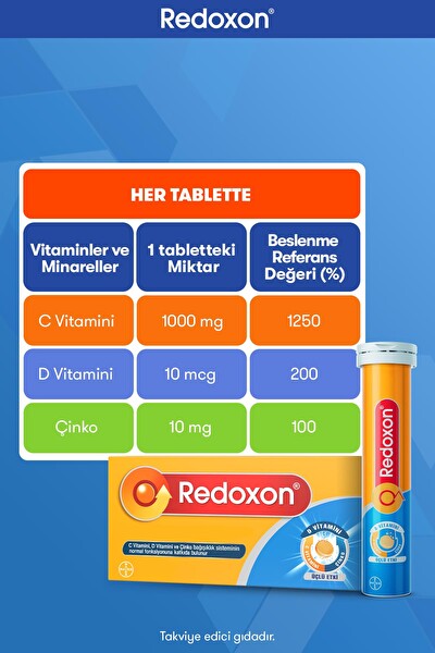 Redoxon Üçlü Etki 30 Efervesan Tablet Sevgililer Günü Özel Paketi I 1000 Mg C Vitamini, D Vitamini, Çinko
