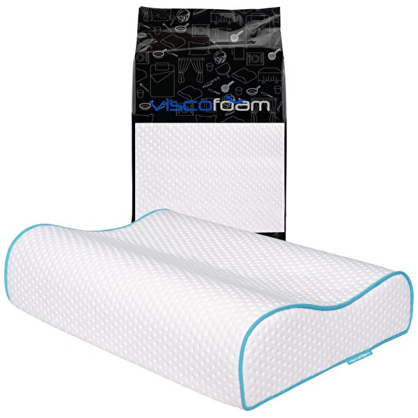 Viscofoam Viscofoam 60x40x14-12 CM Yüksek Boyun Destekli Ortopedik Çift Boyun Destekli Visco Yastık