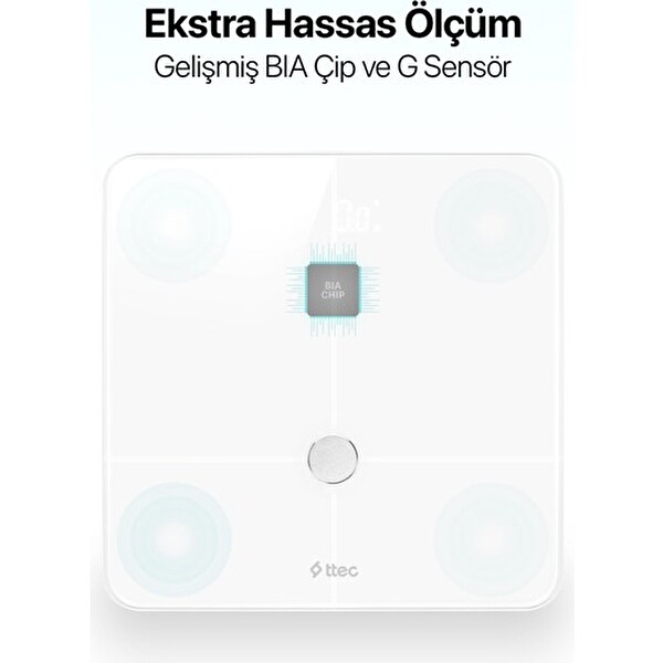 Ttec Sensi Pro Ito Camlı Yağ Ölçer ve Vücut Analizli Hassas Sensörlü Akıllı Tartı
