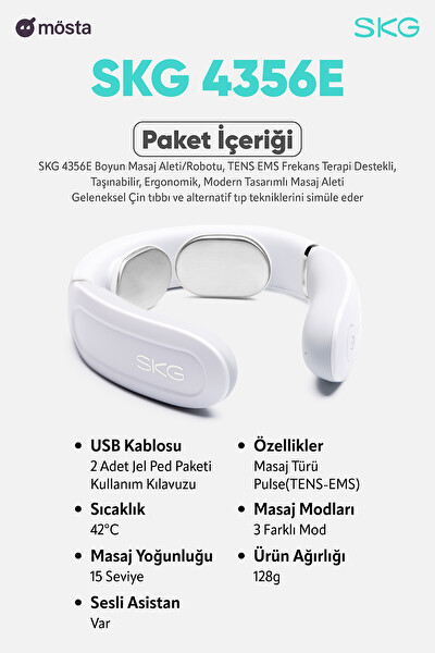 SKG 4356E Özel Isı Terapisi-Termoterapi TENS EMS Frekans Destekli Taşınabilir Boyun Masaj Aleti