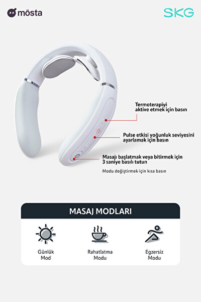 SKG 4356E Özel Isı Terapisi-Termoterapi TENS EMS Frekans Destekli Taşınabilir Boyun Masaj Aleti