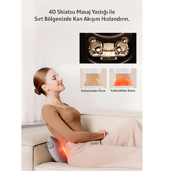 SKG T1-2 PRO Özel Termoterapi-Isı Terapisi Bel-Kalça-Sırt-Omuz Boyun Masaj Aleti Kablosuz ve Type-C Masaj Yastığı