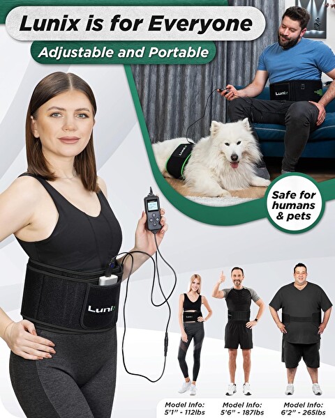 Lunix LX16 Dolaşımı Artırın Kasları Rahatlatın Kırmızı Işık Siyah Terapi Kemeri