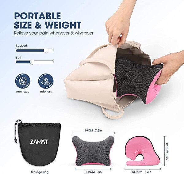 Zamat Manyetik Terapi Yastık Kılıfı ile Boyun ve Omuz Rahatlatıcı - Pembe