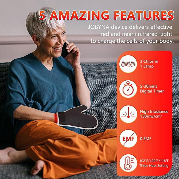 Jobyna 850 NM Yakın Kızılötesi Işık Kırmızı Işık Terapi Eldiveni