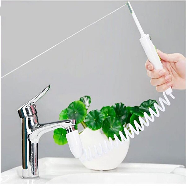 Valkyrie 4 Başlıklı Askılıklı Ağız Duşu Evrensel Musluk Uyumlu 3 Kademe Pil Şarj Hazne Derdi Yok