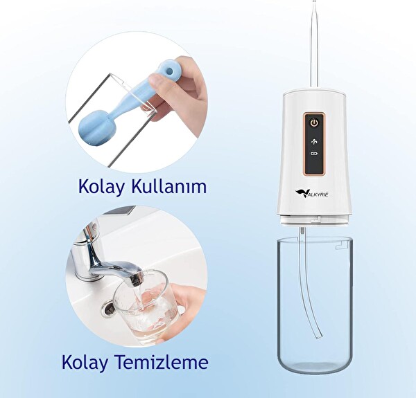 Valkyrie Şarj Edilebilir Taşınabilir Ağız Duşu Diş Protez Bakım 4 Başlıklı Sessiz Çalışma
