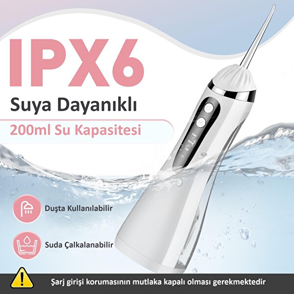 Valkyrie Şarj Edilebilir Diş Protez Bakım Ağız Duşu 4 Başlıklı Taşınabilir - Beyaz