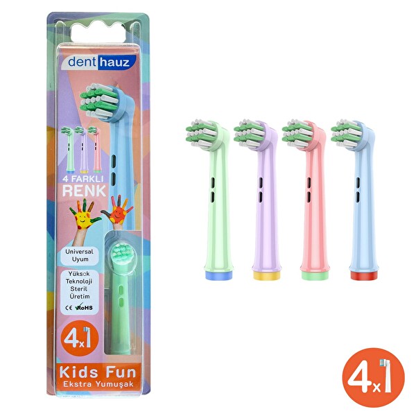 Denthauz Kombo Set X Cross - Kids Fun Yumuşak Oral-B Uyumlu Yedek Diş Fırçası Başlıkları