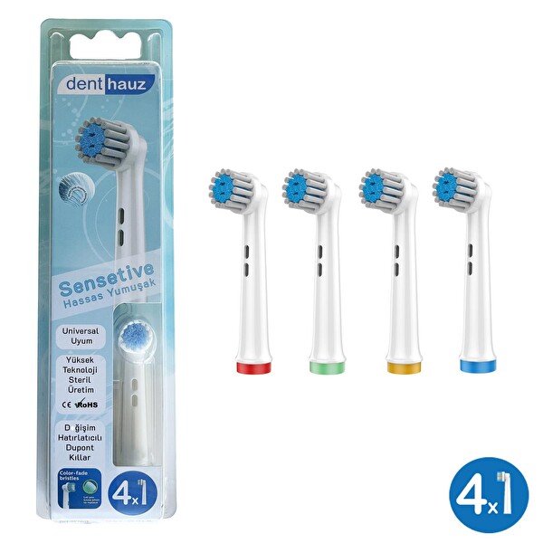 Denthauz Dev Set 16 Adet Sensetive - X Cross - 3D Maxcare Oral-B Uyumlu Yedek Diş Fırçası Başlıkları