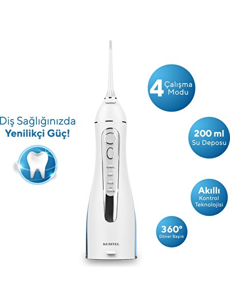 Kumtel Caremi Şarjlı Taşınabilir 3 Başlıklı Diş ve Ağız Duşu HDD-01
