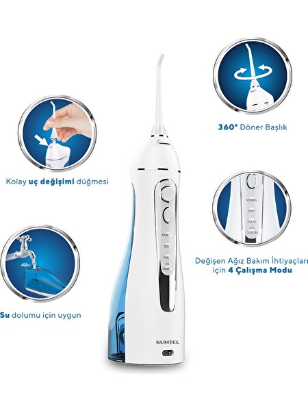 Kumtel Caremi Şarjlı Taşınabilir 3 Başlıklı Diş ve Ağız Duşu HDD-01
