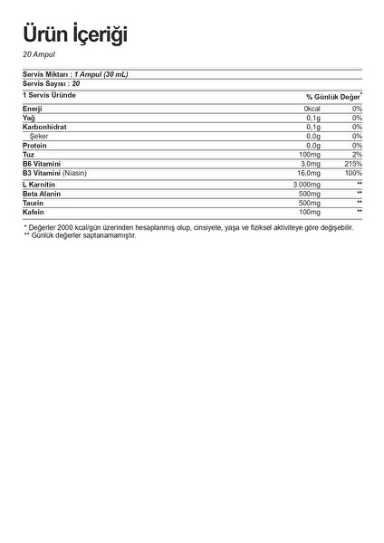 Hardline L-Karnitin Matrix 3000 MG 20 Shot Şeftali Aromalı