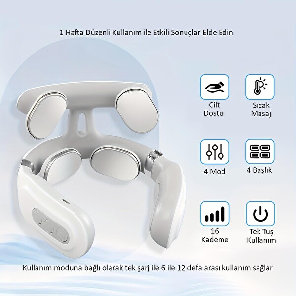 Valkyrie Isıtmalı 4 Mod 16 Kademe Servikal Şarjlı Mikro Elektrikli Omuz ve Boyun Masaj Aleti