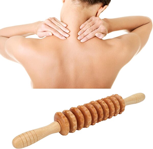 Valkyrie Medikal Ahşap Masaj Merdanesi Selült Giderici Bel Boyun Sırt Bacak Masaj Aleti