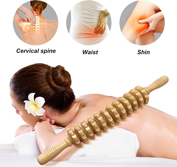 Valkyrie Medikal Ahşap Masaj Merdanesi Selült Giderici Bel Boyun Sırt Bacak Masaj Aleti