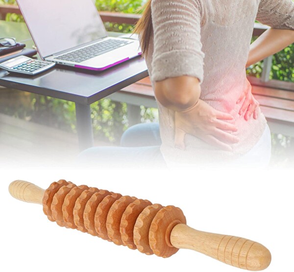 Valkyrie Medikal Ahşap Masaj Merdanesi Selült Giderici Bel Boyun Sırt Bacak Masaj Aleti