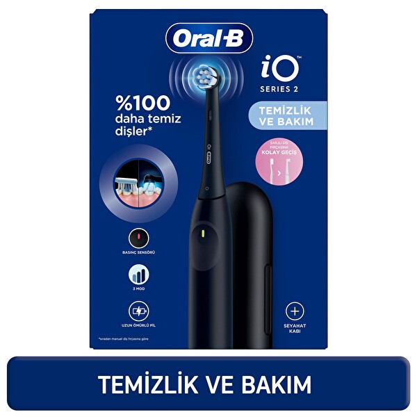Oral-B iO 2 Şarjlı Diş Fırçası - Siyah - Seyahat Kabı