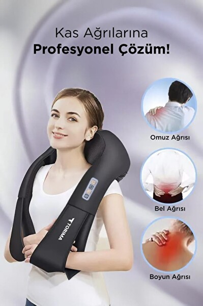Torima QY-666 Ovmalı Isıtmalı Boyun Sırt Bel Omuz Bacak Masaj Yastığı Masaj Aleti - Siyah