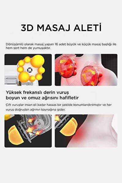 Torima QY-666 Ovmalı Isıtmalı Boyun Sırt Bel Omuz Bacak Masaj Yastığı Masaj Aleti - Siyah