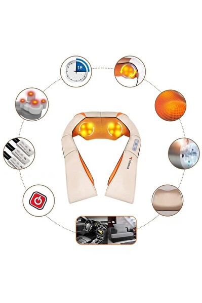 Torima QY-666 Ovmalı Isıtmalı Boyun Sırt Bel Omuz Bacak Masaj Yastığı Masaj Aleti - Siyah