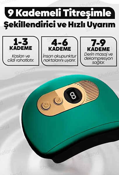 Sheland Doğal Bian Taşlı Gua Sha Masaj Taşı Isıtmalı Titreşimli 9 Kademeli Masaj Aleti Cilt Şekillendirme
