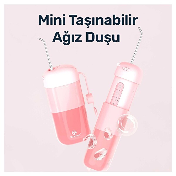 NPO Nicefeel FC5170 Mini Taşınabilir Şarjlı Diş Teli/Protez Bakım ve Profesyonel Ağız Duşu-Pembe