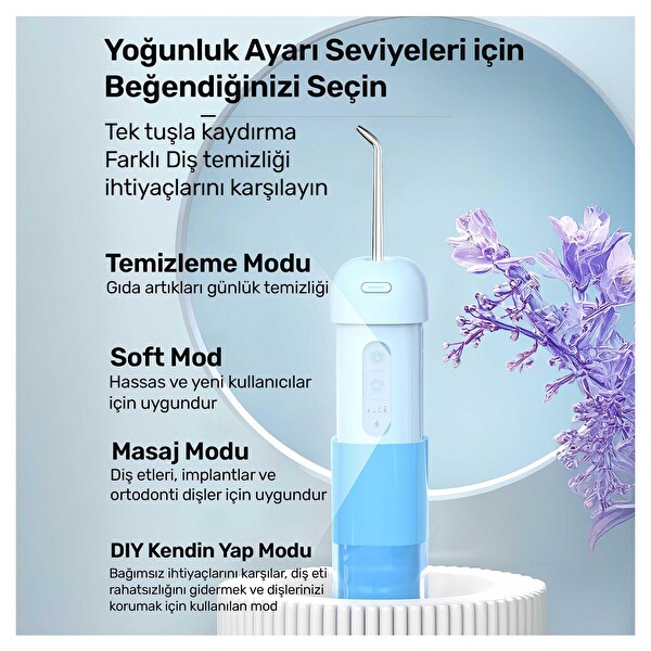 NPO Nicefeel FC5170 Mini Taşınabilir-Şarjlı-Diş Teli Protez Bakım ve Profesyonel Ağız Duşu-Mavi