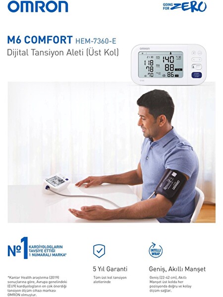 Omron M6 Comfort Afib HEM-7380-E Koldan Dijital Tansiyon Aleti