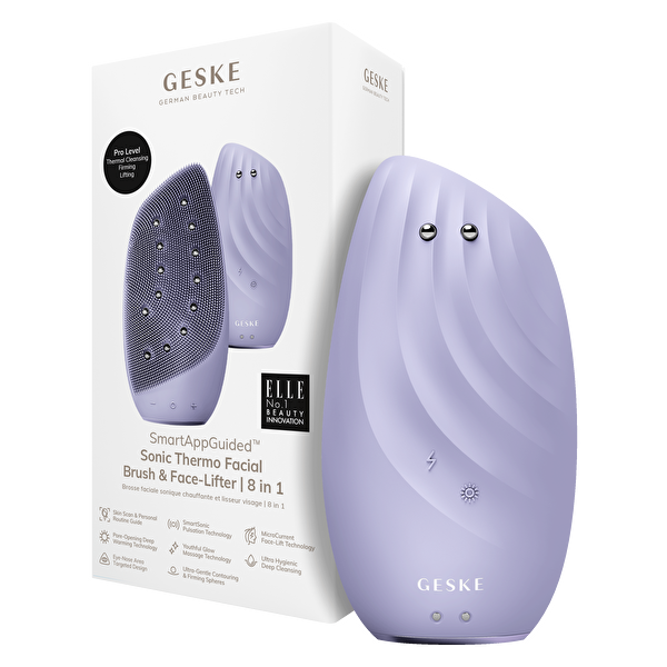 Geske Titreşimli Mikro Akım Termal Mor Yüz Temizleme ve Cilt Sıkılaştırıcı Cihaz | Sonic Thermo Facial Brush Face-Lifter